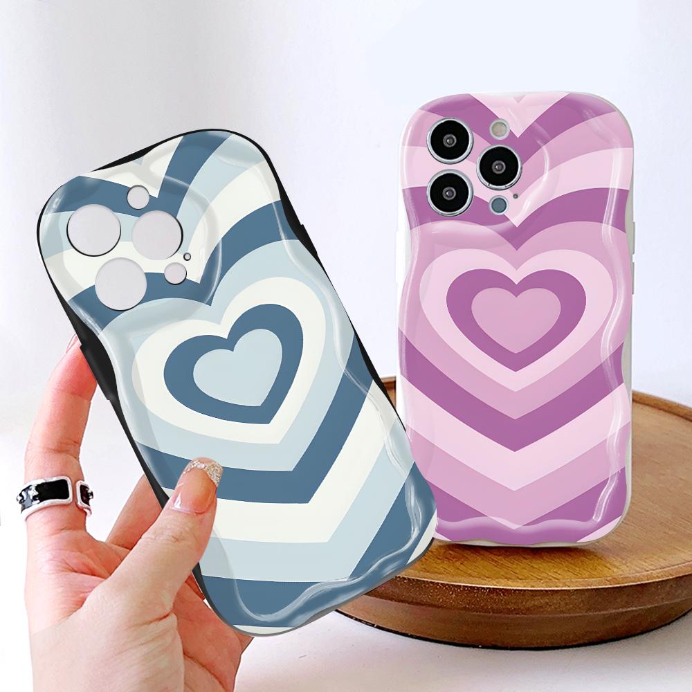 Cartoon Pattern Cream Texture Casing Wavy Edge Soft Silicone Cover Phone Case for IPhone Samsung Huawei Honor Xiaomi Redmi OPPO Realme Vivo Infinix
