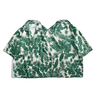 Casual Ice Silk Shirt For Couples, Summer Short Sleeved Beach Vacation Shirt For Men