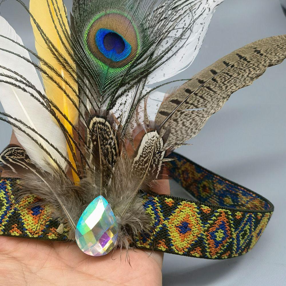 Decorative Ethnic Style Feathered Hairband Colorful Lightweight Hair Ornament Headband Festive Events