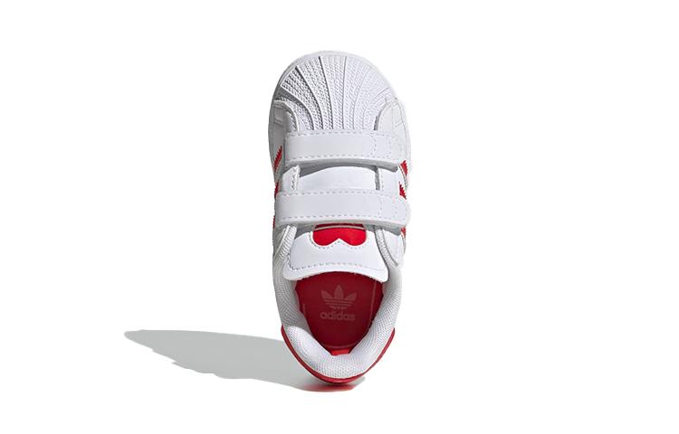Adidas Originals SUPERSTAR Comfortable Breathable Low top Skateboard Shoes White Red Infant And Toddler FZ0644