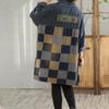 Women's Spring and Autumn Retro Washed Denim Jacket Personalized Color Blocking Casual Loose Windbreaker
