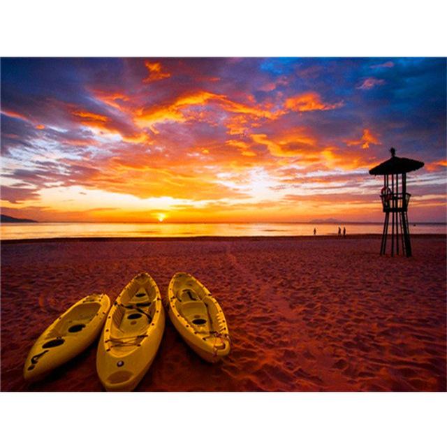 5D DIY Diamond Painting Sunset Seascape Dusk Full Square Diamond Home Decoration Painting Cross Stitch Kit Rhinestone Embroidery