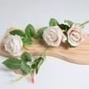 Artificial Rose Flower 3 Heads Full Blooming Fake Silk Roses Bouquet with Stem for DIY Vase Home Wedding Party Centerpiece