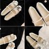 Cowhide Version~ Hepburn Daughter Square Head Bow Thick Heel Mary Jane Shoes Women's Single Shoes Flat Ballet Shoes