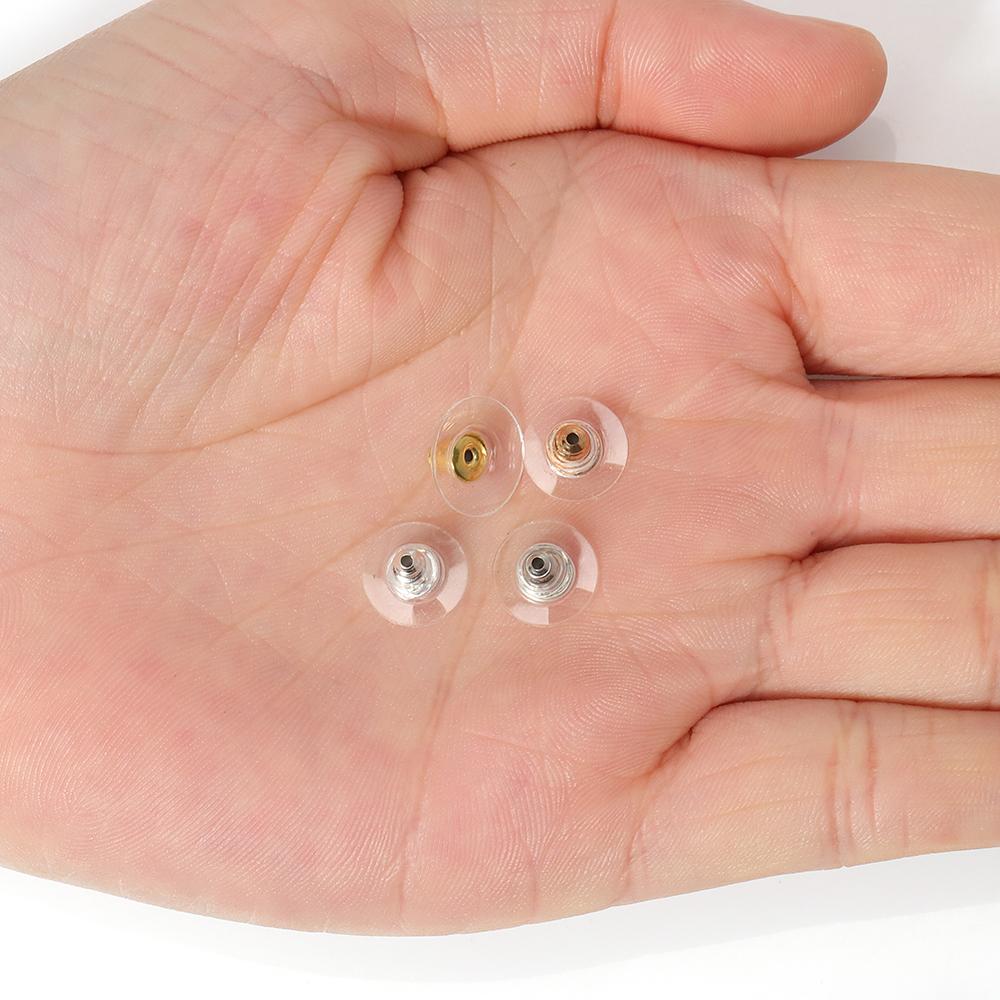 100pcs Silicon Earring Back Stoppers Gold Silver Ear Stud Post Nuts Jewelry Findings Components DIY Craft Accessories Wholesale
