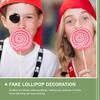 Amosfun 2pcs Fake Lollipop Giant Swirl Candy Props Tea Party Weddings Anniversary Party Decoration Photo Booth Props 11.81 X 5.11 Inches
