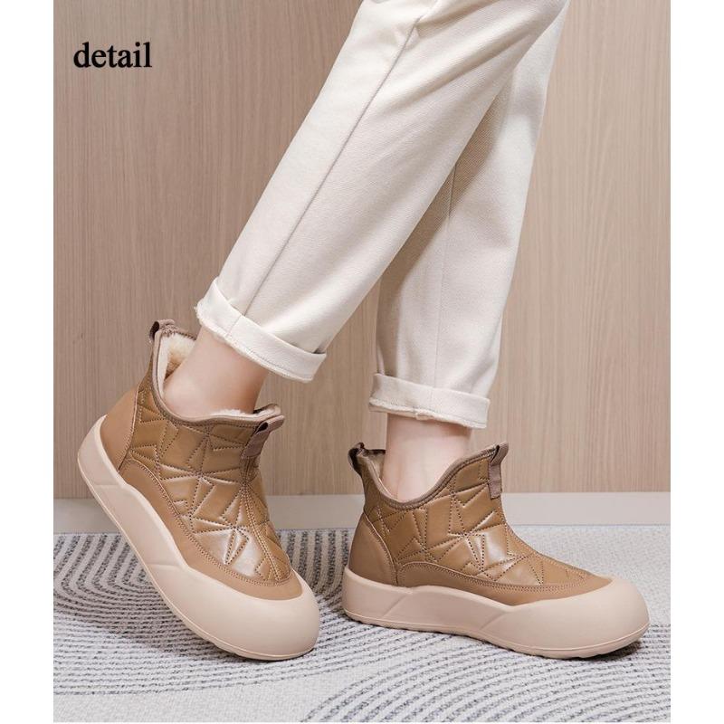 Vinterplattform for kvinner Snøstøvler Anti-skli varm fuskepelsfôr Ankelstøvler Sko Uformelt PU-skinn Komfortabel fuzzy gå-kort støvle for kvinner