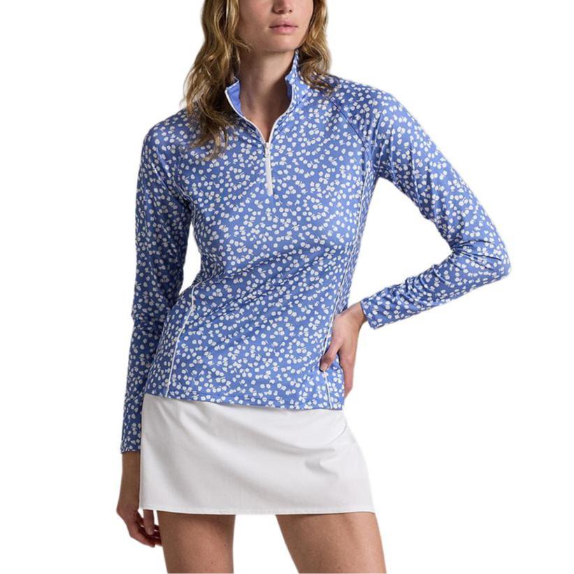 

Polo Ralph Lauren Рубашка поло с принтом «розы по всей поверхности», полувысокий воротник, облегающий крой, женский топ, отпускной синий WMXGKNINC020219-400 M