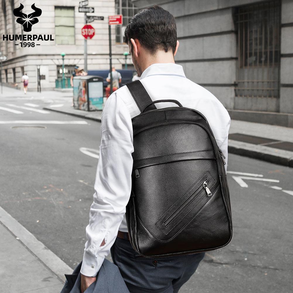 Humerpaul Borsa sportiva alla moda con borsa per computer multifunzione di grande capacità, zaino di fascia alta in vera pelle