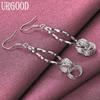 925 Sterling Silver Fashion Braided Round Earrings Wedding Jewelry