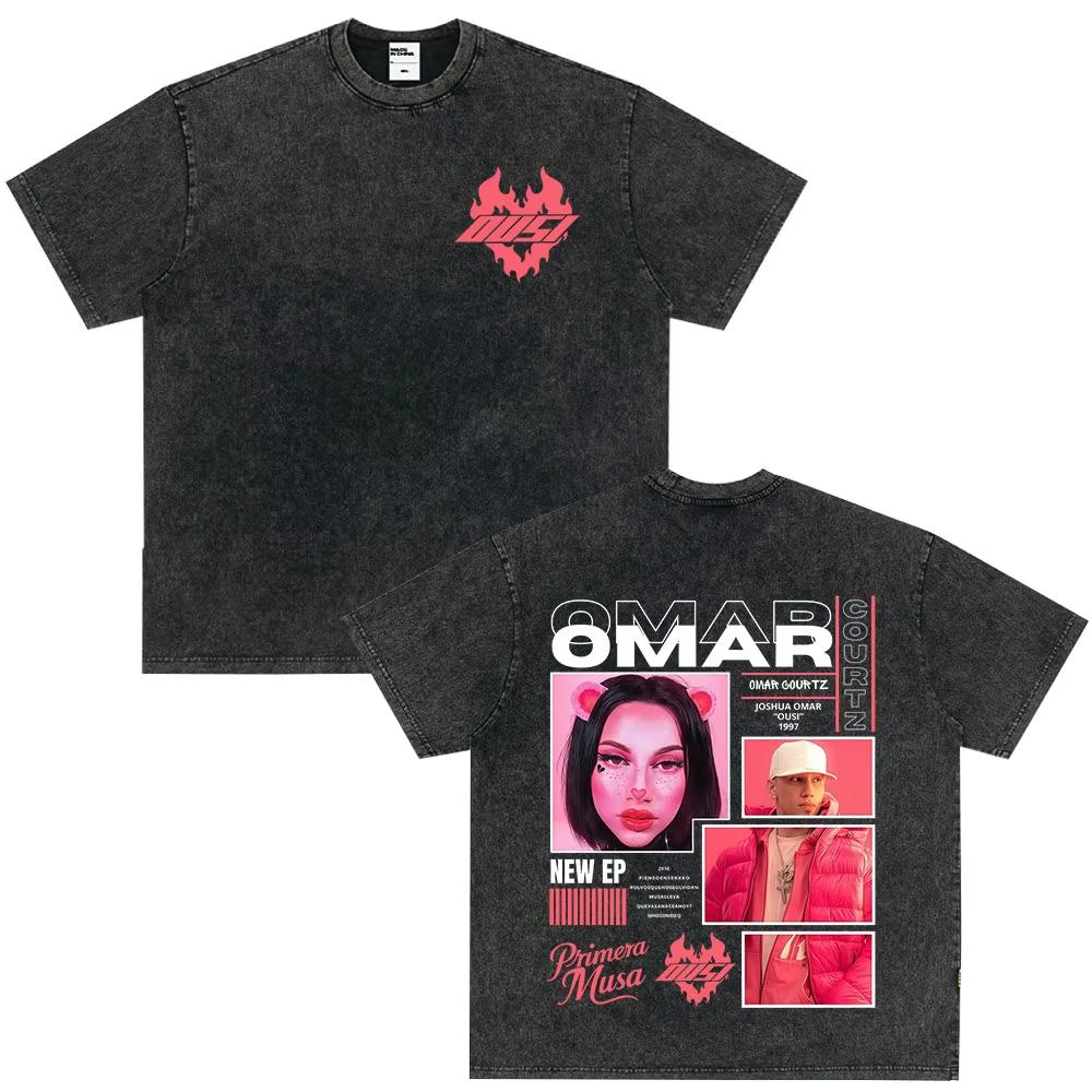 Vintage Washed Tees Omar Courtz Por Si Manana No Estoy Album Printed T Shirts Men Women Fashion Tshirt Harajuku Casual TShirts
