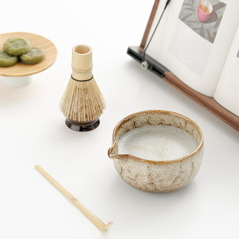 4/8PCS Japanese Matcha Tea Set Bowl with Pouring Spout Tea Ceremony Matcha Whisk and Bowl Tea-Making Tools Matcha Set Gift