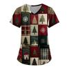 Women's Printing Uniform Work Uniform V-neck Pockets Basic Short Sleeve Pullover Top