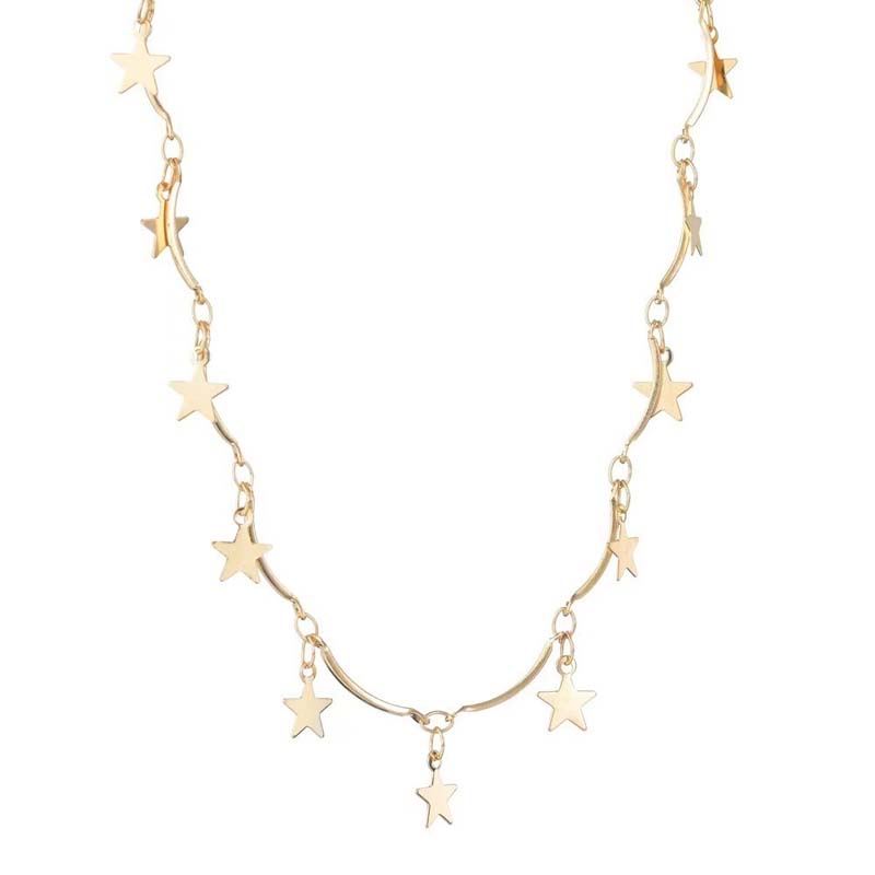 

Fashion Gold Color Star Tassel Pendant Necklace For Men Women Minimalist Metal Geometric Clavicle Chain Chokers Zircon золотий