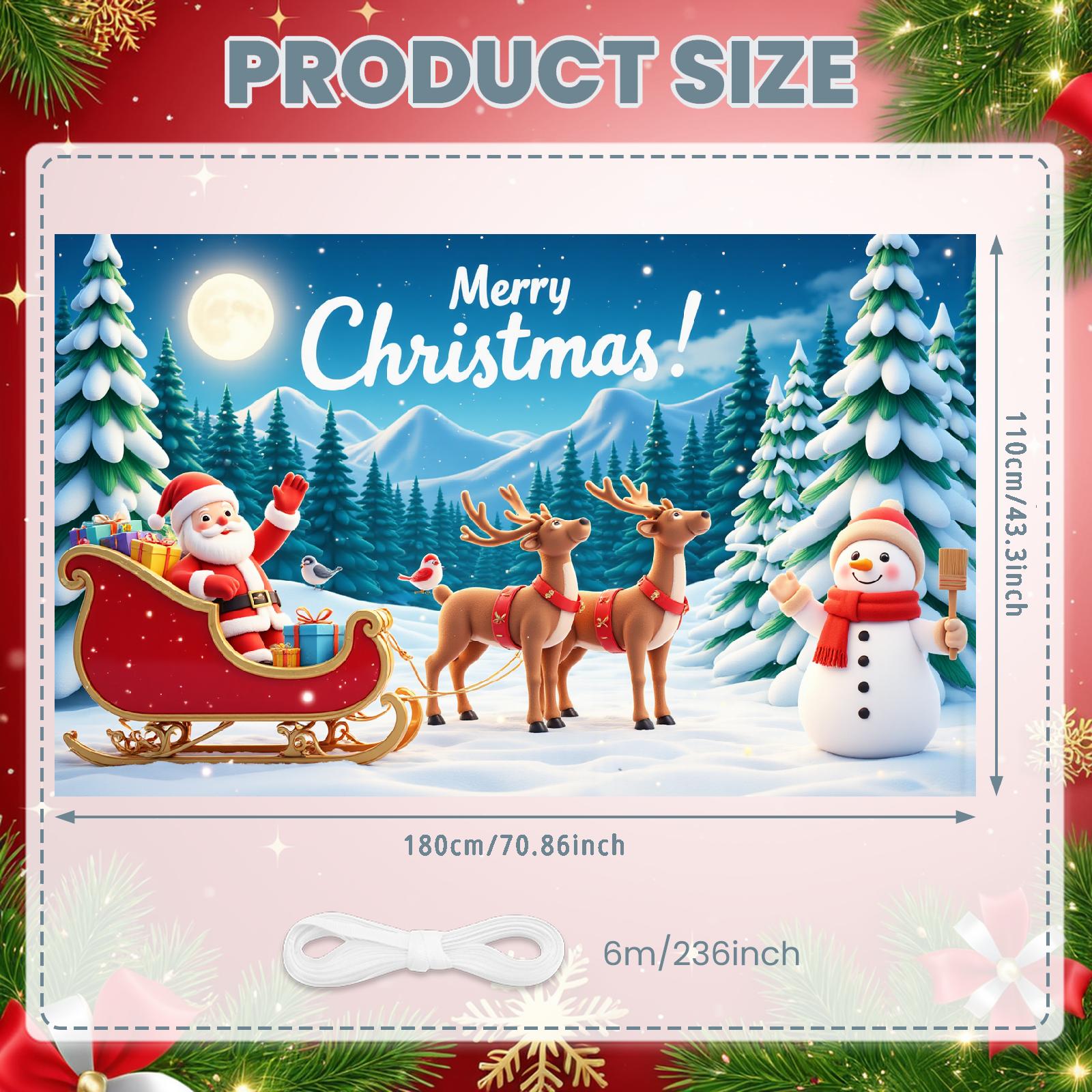 

Баннер Снежная сцена Красный олень Баннер Зимняя сказка Рождественский баннер Сани Санты для внутренней декорации Зимнее мероприятие Семья