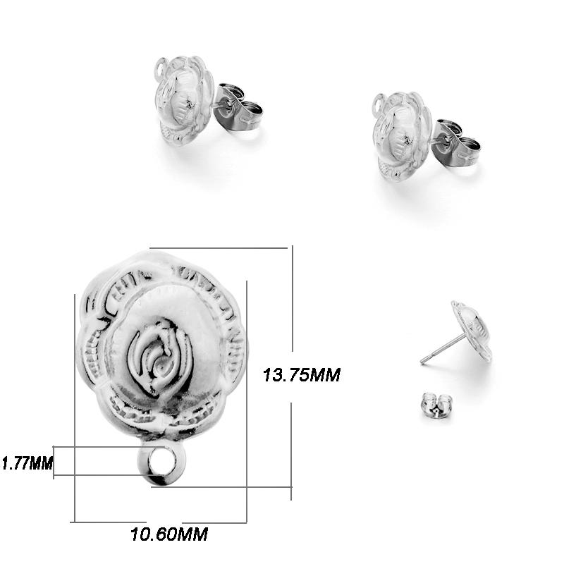 10Pcs/Lot Stainless Steel Earring Base Geometric Leaves Earrings Stud with Hole Connectors for DIY Jewelry Making Accessories