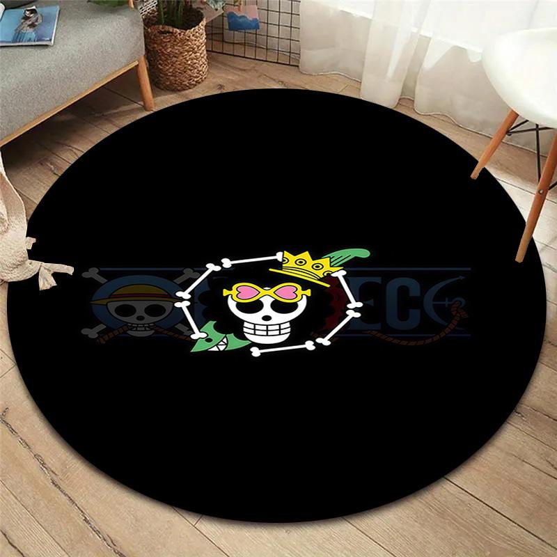 One Piece Logo Round Area Rug Carpet Rug For Living Room Bedroom Sofa Playroom Decor Nonslip Floor Mat