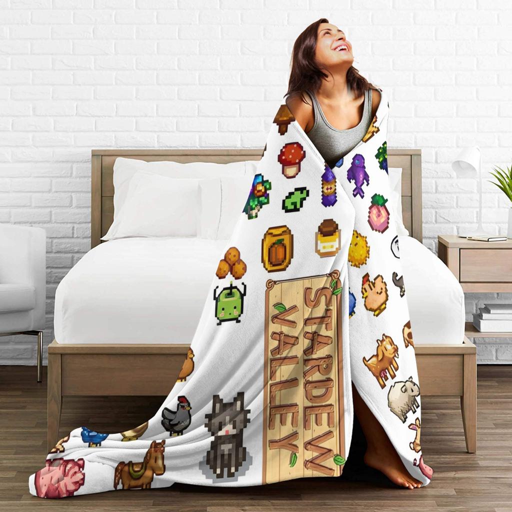 Creature In Stardew Valley Flannel Throw Fashion Blankets Cute Jimino Animals for Bedding Throws Knitted Fashion Blanket Car Warm Breathable
