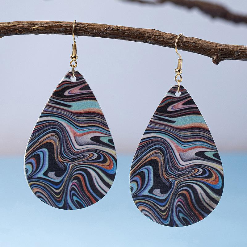 Trendy European & American Colorful Oil Painting Water Drop Earrings: Bold, Stylish Design for Women’s Everyday Wear & Parties.