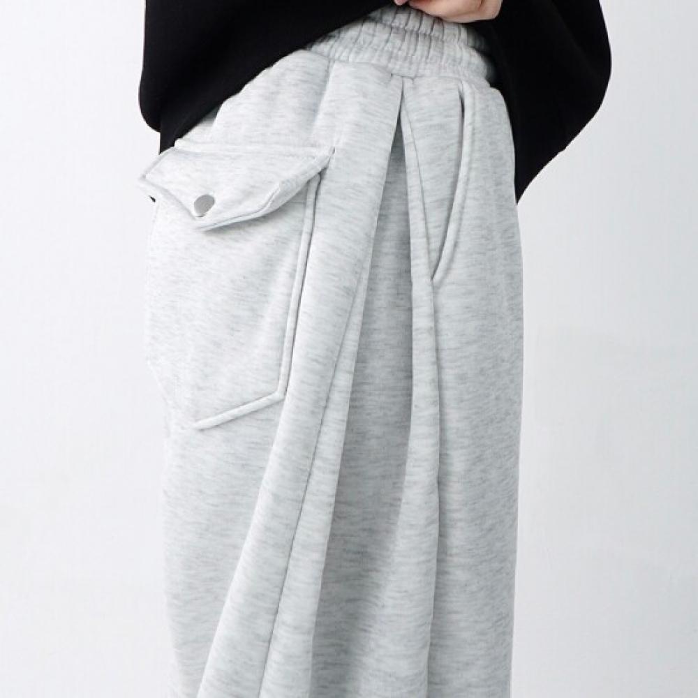 Onl Women Fleece Pocket Banding Pin Tuck Wide Pants