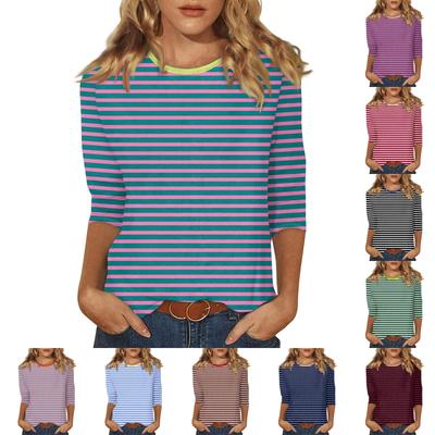Women's Casual 3/4 Sleeve T-Shirts C Rew Neck Tops