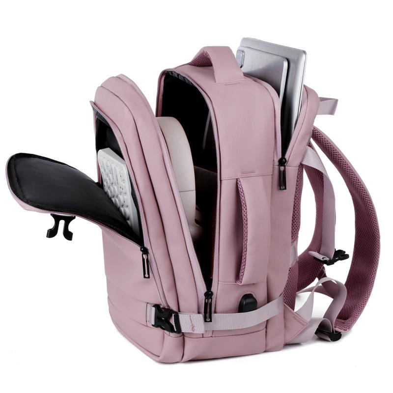 Compact, Lightweight 40*25*20 Carry-On Bag with Vacuum Bag Option, Versatile Double Shoulder Backpack, Ideal for Air Travel, Women-Friendly Design