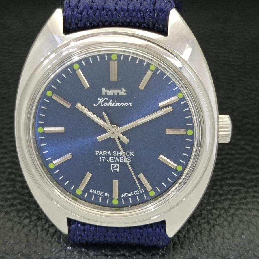 AUTHENTIC HMT HAND-WINDING MENS BLUE DIAL WRIST WATCH A426476-2