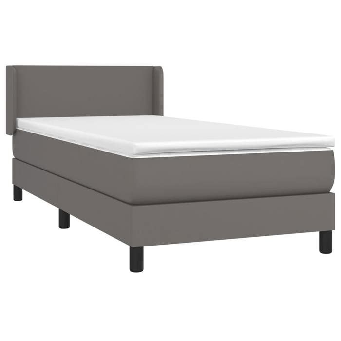 VidaXL Lit à sommier tapissier avec matelas Gris 90x200 cm Similicuir - Modèle 3130641