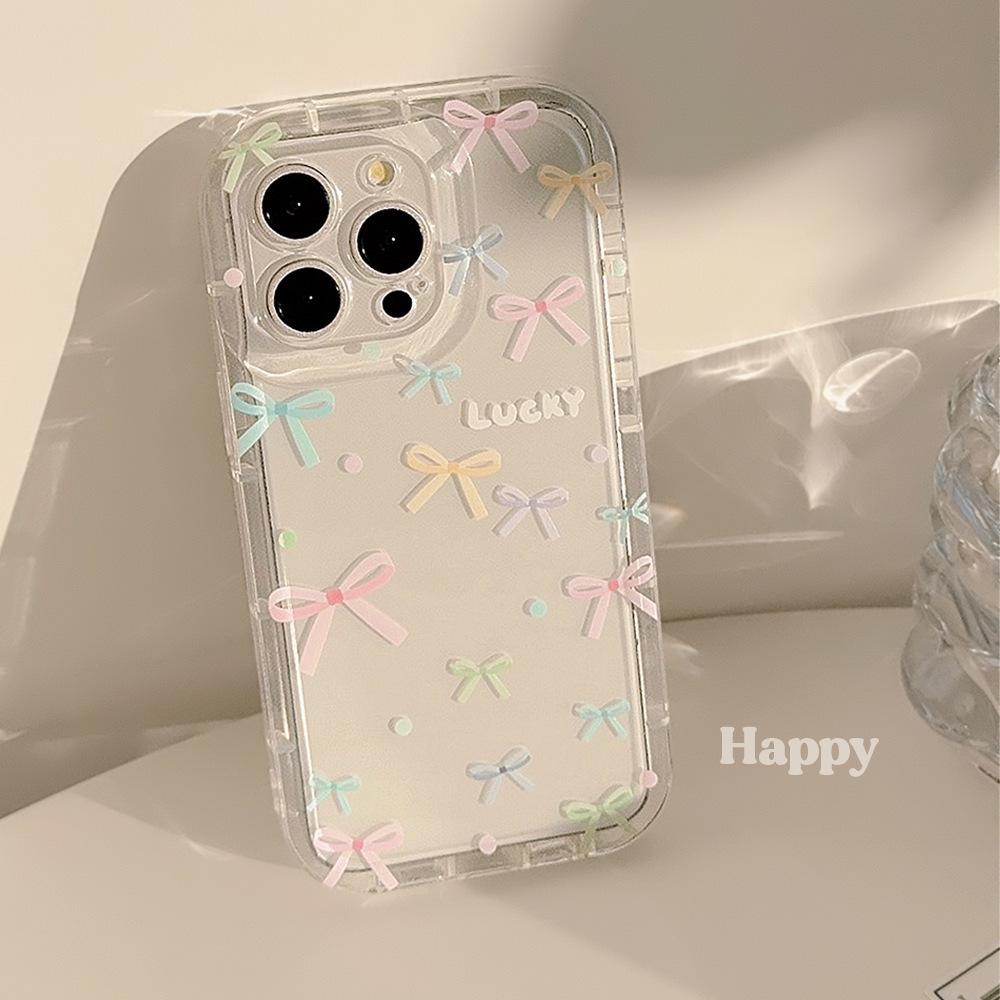 Colorful Bow for Apple 15 Promax Mobile Phone Case for IPhone 14 Transparent 16 Anti-fall 12/13/11