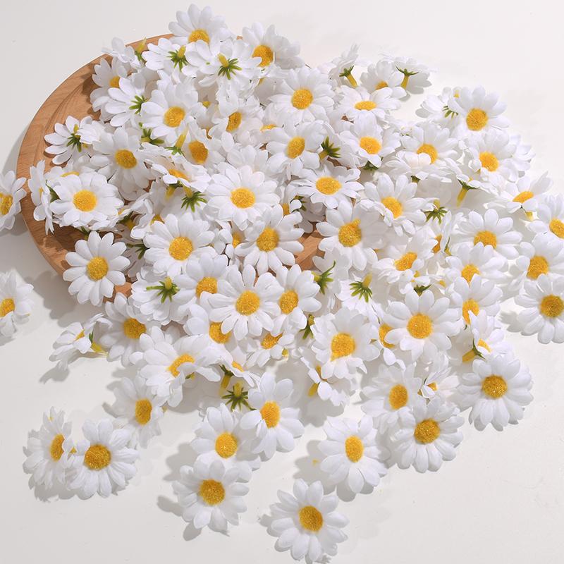 

100 шт./3,5 см Искусственная белая хризантема День рождения Свадебная вечеринка Украшение Поддельные цветочные головки Венок Сделай сам Скрапбукинг Цветы белый