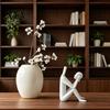 Nordic Style Decoration 3D Printed Reading Man Statue, Abstract Book Head Sculpture, Desktop Phone Stand Creative Desk Decor, Holder for Home