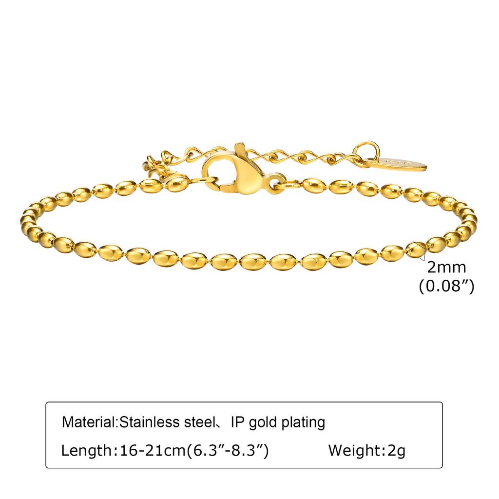 Non Tarnish Stainless Steel Bracelet Gold Plated Stackable for Women, Thin Herribone Chain Bracelet Waterproof Jewelry