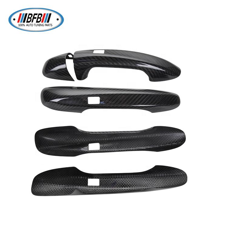 Glossy Carbon Real Dry Carbon Fiber 4-Door Handle Cover Stick-On SA Holes Luxury Style for Mercedes Benz E-Class W213 2016-2018