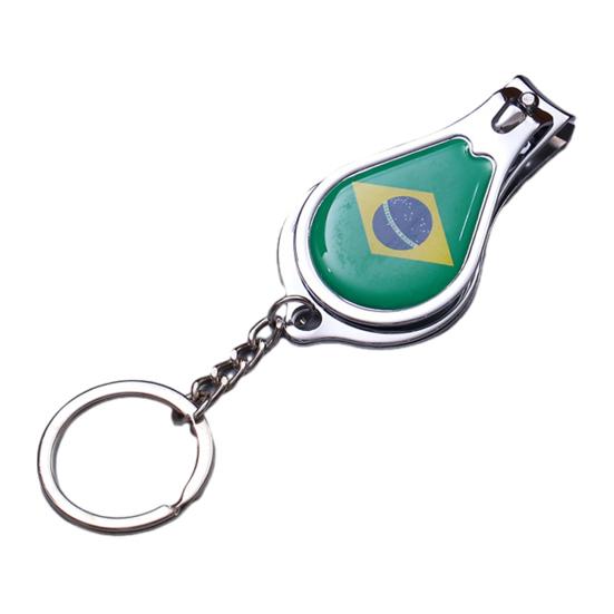 Football Match National Flag Nail Clippers, Stainless Steel Fingernail Cutter with Key Ring, 3-in-1 Bottle Opener Keychain, Soccer Fans