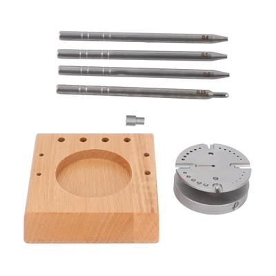 Uurwerk Balanswiel Stand Houten Basis Pin Punch Uurwerk Balanswiel Haarveer Houder Set