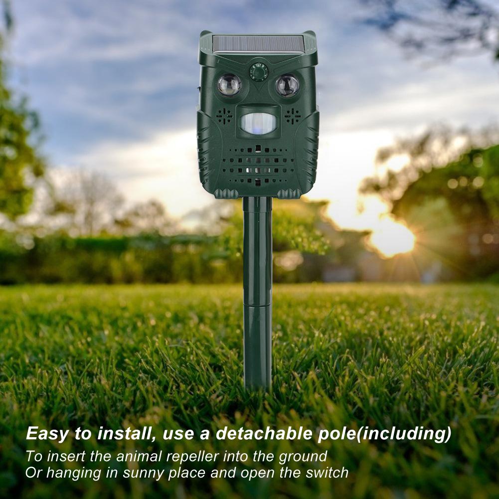 ABS Kunststoff Ultraschallton Weißlicht Blinken Solar Tierabwehr für Hof Garten