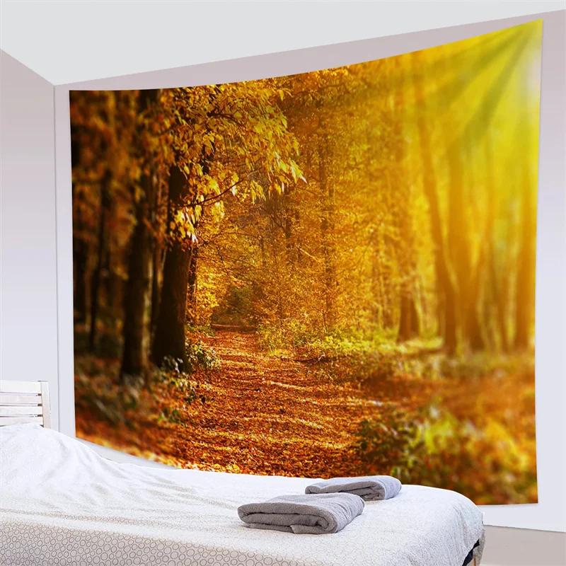 Forest Pathway in the Misty Mountain Tapestry Wall Hanging Art Nature Landscape Tapestries Home Decor for Living Room Bedroom