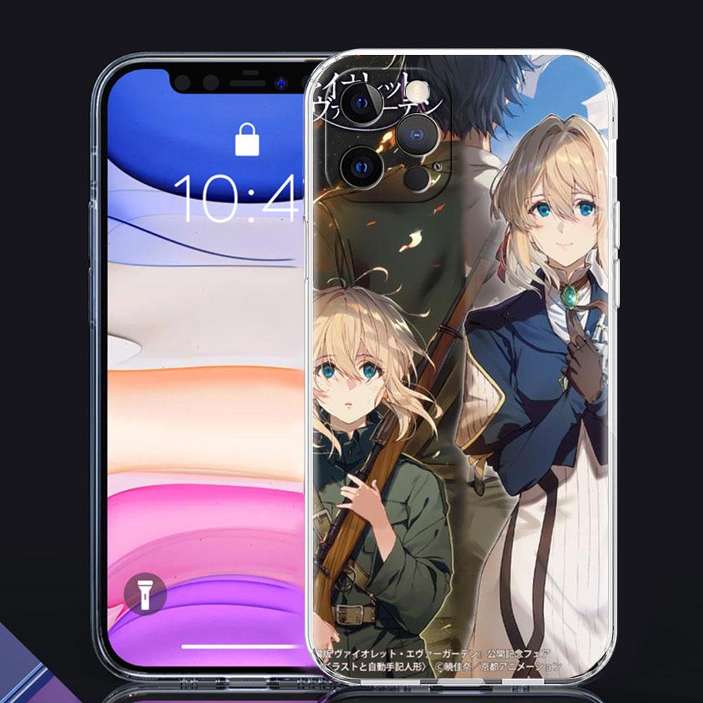 Husă transparentă Violet Evergarden pentru iPhone 13 Mini 12 Pro 11 XR SE 2020 XS Max 7 8 Plus X Husă de telefon din silicon 6 6S Shell Fuana Sac