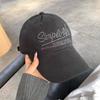 Vintage Letter Embroidered Blue Baseball Cap Wide Brim Large Head Size Face Slimming Korean Style Sun Visor Peaked Hat For Women