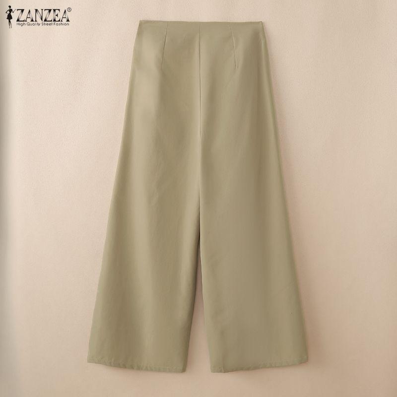 ZANZEA Women Daily Casual Solid Color Loose Long Pants