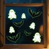 Neue Happy Halloween Fensteraufkleber Deko Abnehmbarer Leuchtender Fensteraufkleber Fledermaus Gespenst Fluoreszierendes Wandtattoo Partydeko
