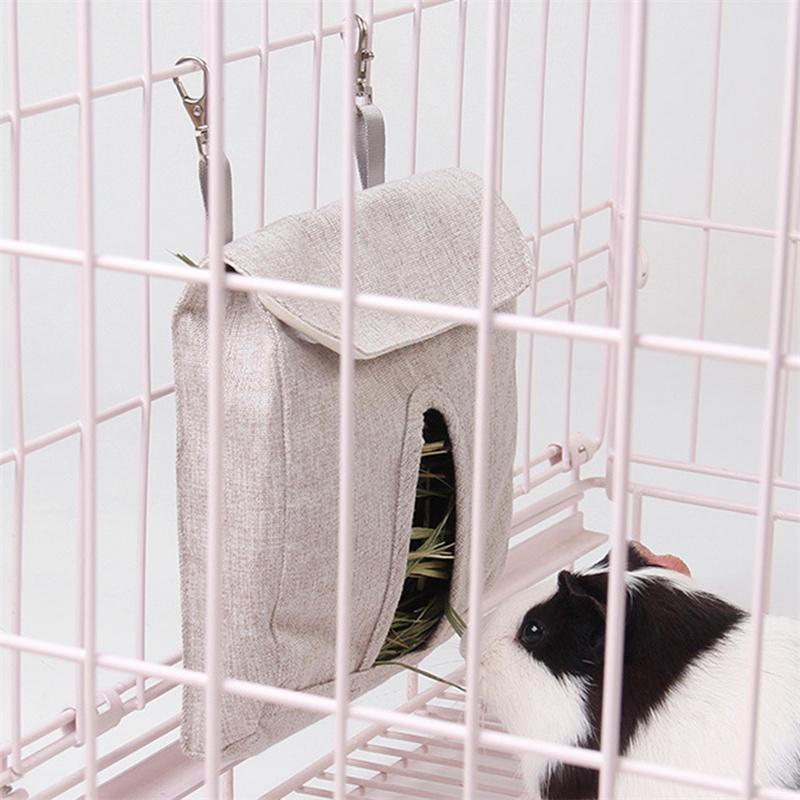 Hanging Pouch Feeder Hay Bag Holder Feeding Dispenser Container For Rabbit Guinea Pig Small Animals Pet