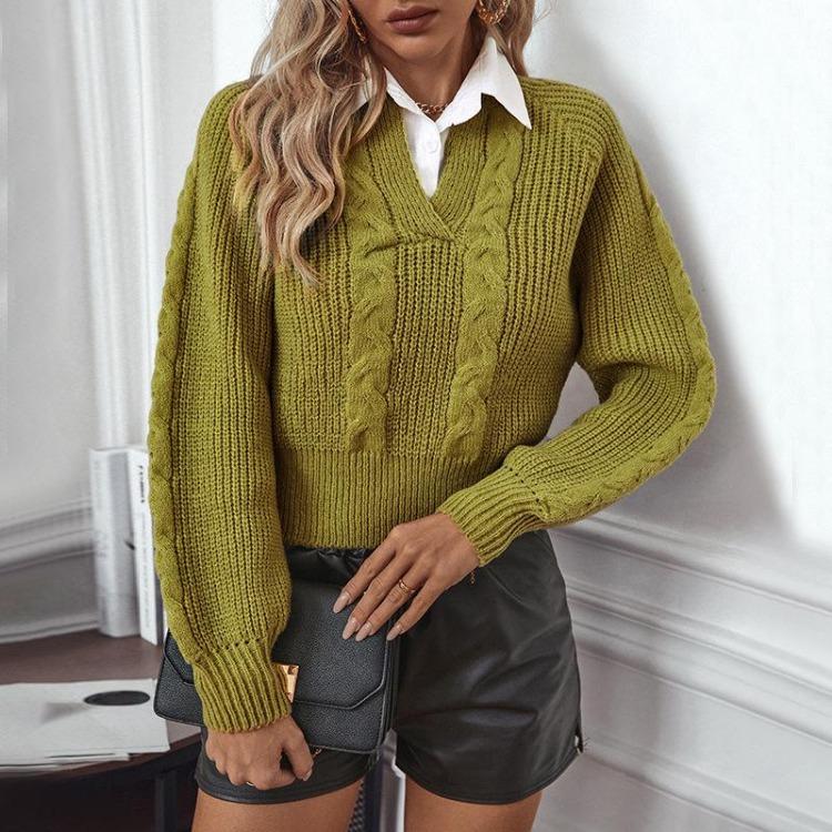 Vintage Knitwear Cardigan Sweater 2 in 1 Loose Long Sleeve Solid Color O Neck Top Autumn Winter