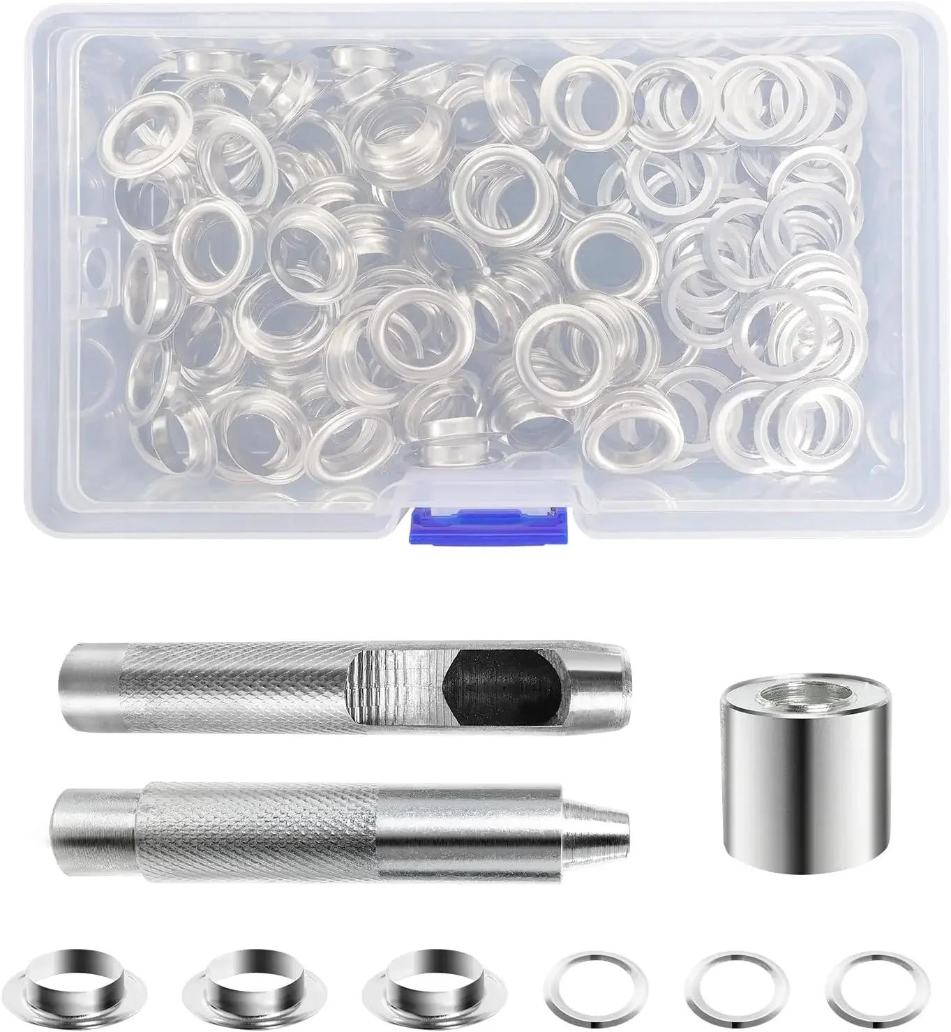 

100 комплектов металлических люверсов, пробойников, установочных инструментов, набор дисков для ресниц, плоскогубцев, набор для брезента, навесов, сумок, штор, обуви