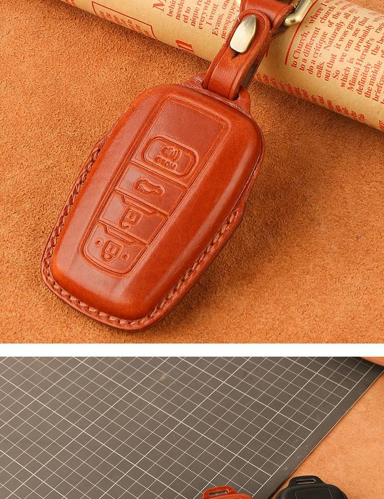 Genuine Leather Key Cover for Toyota Avalon Hybrid 2021