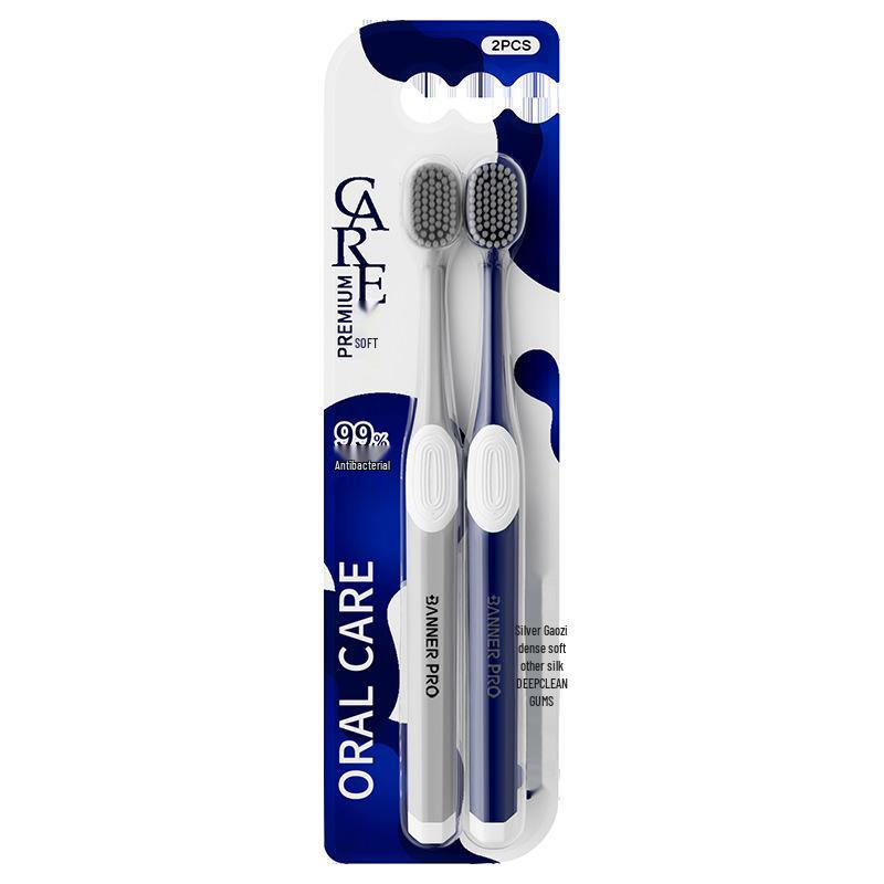 Silver Ion Antibacterial Soft Bristle Toothbrush, Advanced Gum Protection, Wide Head for Adults.