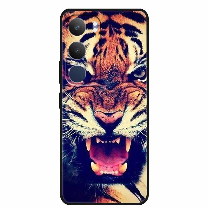 For Vivo Y29 5G Case V2420 Cartoon Wolf Tiger Soft Silicone Cover TPU Phone Case for Vivo Y29 5G Bumper Capa Shockproof Fundas