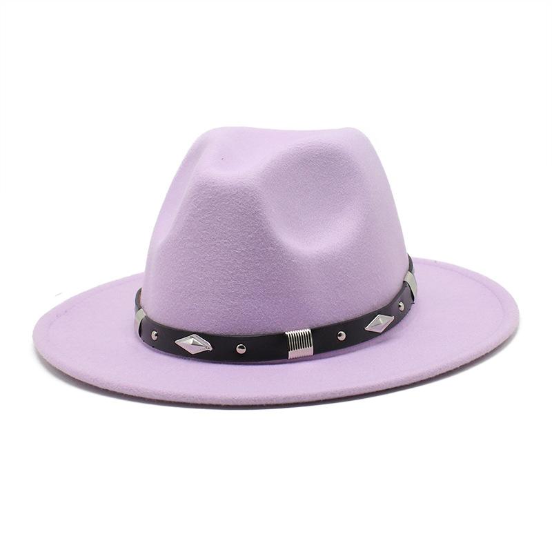 Rivet Accessories Top Hat Men'S And Women'S Wool Hat British Retro Outdoor Big Edge Flat-Brimmed Jazz Hat