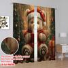 2pcs  2D plane printing Pattern Curtains Christmas bear  chocolate gift (3) Versatile Durable Polyester (without rod) Home