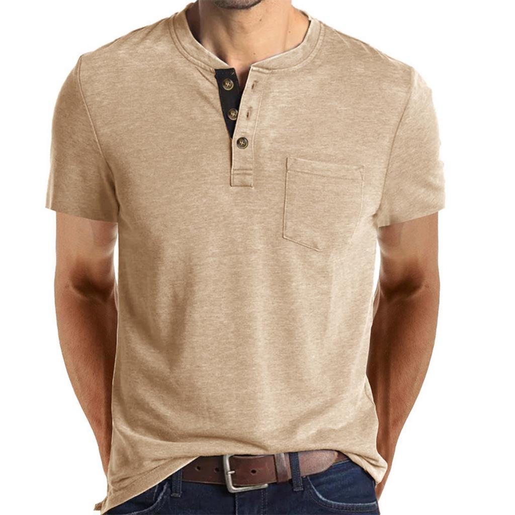 Herren Casual einfarbiges Basis Sportshirt, Herren Rundhals Kurzarm Top